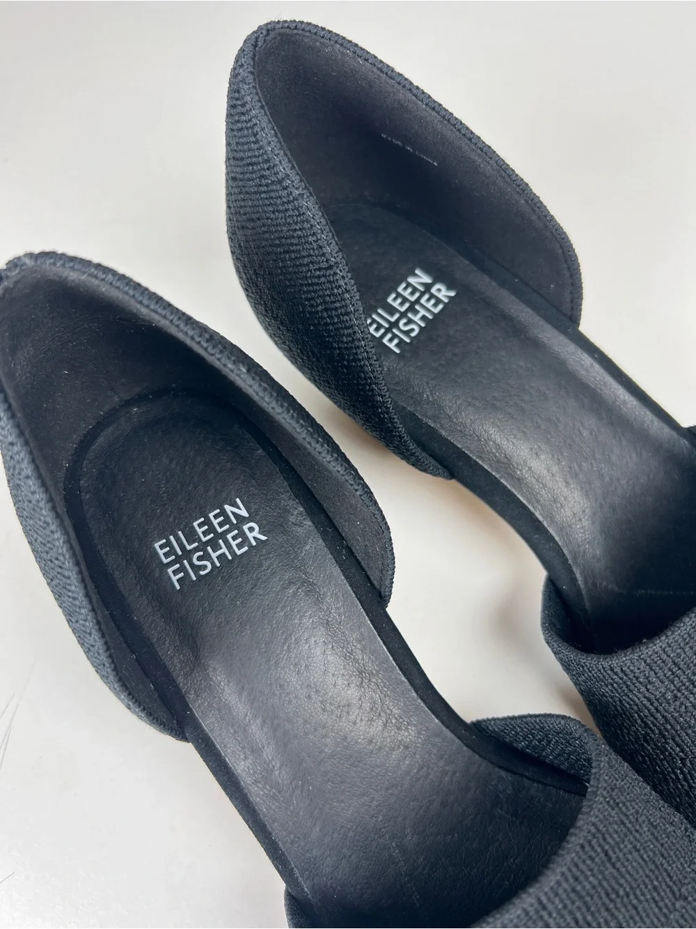 EILEEN FISHER Women’s Size 7 Black Knit Marra Pointed Toe d'Orsay Pumps